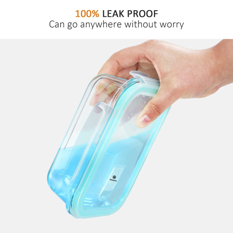 YEBODA Glass Food Storage Containers with Airtight Snap Locking Lids BPA Free Meal Prep Container Set For Home Kitchen Restaurant - Freezer, Microwave, Oven, Dishwasher Safe [23oz, 6 Pack] - Image 5